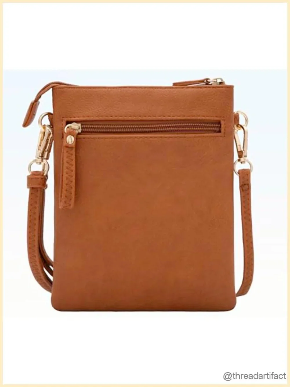 Faux Leather Crossbody Bag with Detachable Wristlet Multi Zip Pockets